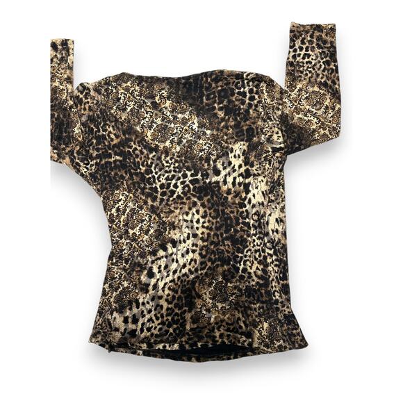 Chicos Leopard & Baroque Print V Neck 3/4 Sleeve Top size medium - Picture 7 of 7